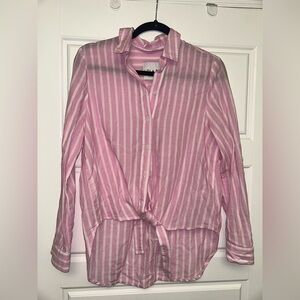 Pink Striped Button-Up Shirt
